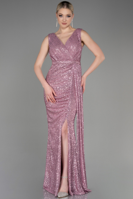 Abendkleid Lang Schuppig Puder ABU3201