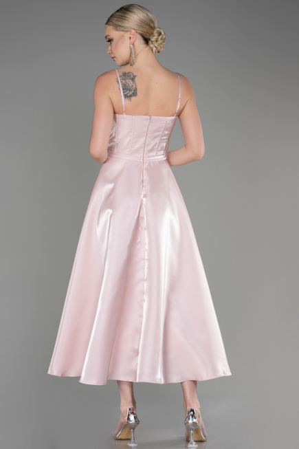 Abendkleid Midi Satin Puder ABK2011