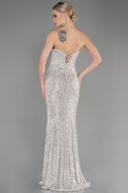 Abendkleid im Meerjungfrau-Stil Lang Nerzbraun ABU3768