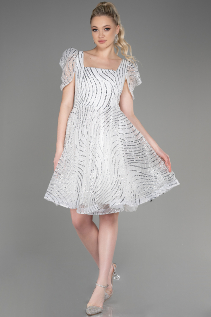 Abendkleid Kurz Weiß ABK2001