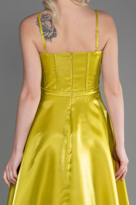Abendkleid Midi Satin Pistaziengrün ABK2011