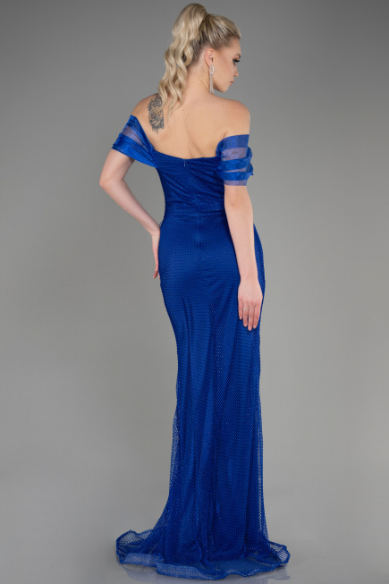 Abendkleid im Meerjungfrau-Stil Lang File Sächsischblau ABU3769