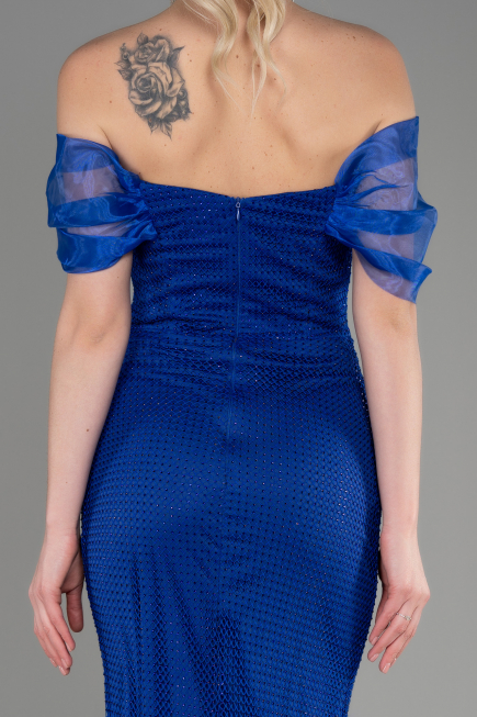 Abendkleid im Meerjungfrau-Stil Lang File Sächsischblau ABU3769