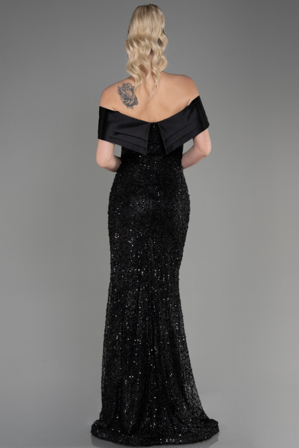 Abendkleid im Meerjungfrau-Stil Lang Schwarz ABU3770