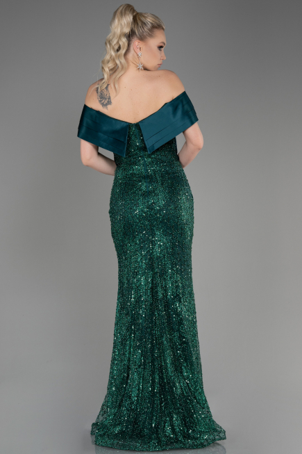 Abendkleid im Meerjungfrau-Stil Lang Smaragdgrün ABU3770