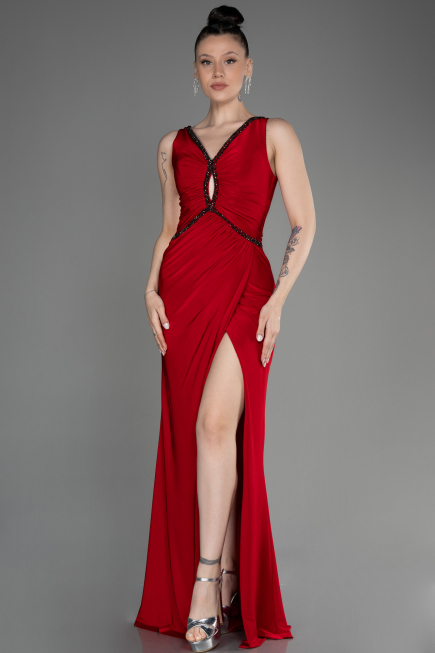 Abendkleid im Meerjungfrau-Stil Lang Rot ABU3782