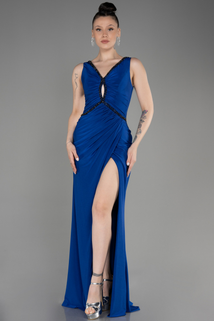 Abendkleid im Meerjungfrau-Stil Lang Sächsischblau ABU3782