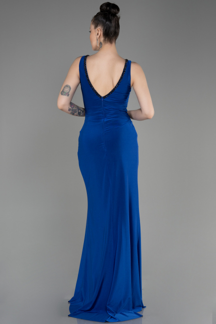 Abendkleid im Meerjungfrau-Stil Lang Sächsischblau ABU3782