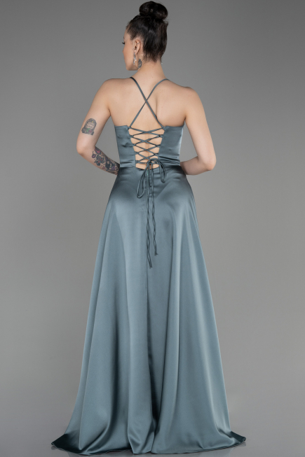 Abschlusskleid Lang Satin Türkis ABU3809