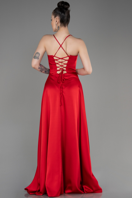 Abschlusskleid Lang Satin Rot ABU3809
