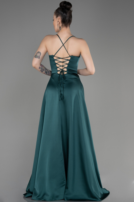 Abschlusskleid Lang Satin Smaragdgrün ABU3809
