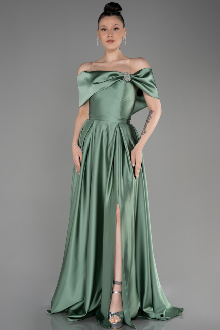 Abschlusskleid Lang Satin Türkis ABU3788
