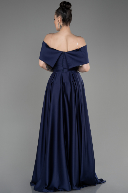 Abschlusskleid Lang Satin Marineblau ABU3788