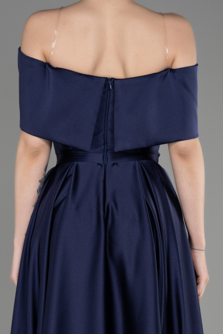 Abschlusskleid Lang Satin Marineblau ABU3788