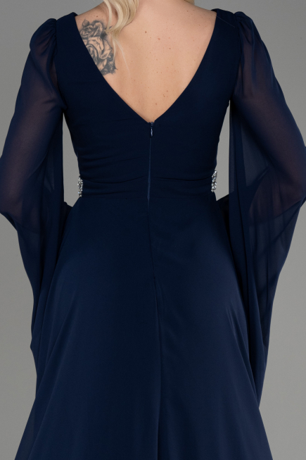 Abendkleid Lang Chiffon Marineblau ABU3541