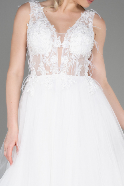 Abendkleid Lang Weiß ABU3718