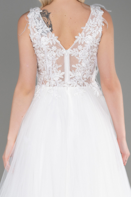 Abendkleid Lang Weiß ABU3718