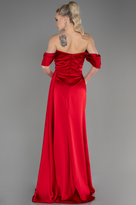 Rot Abendkleid Satin Lang ABU2661