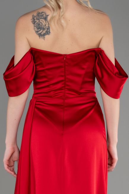 Rot Abendkleid Satin Lang ABU2661