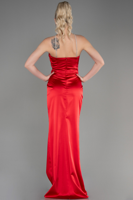 Abschlusskleid Lang Satin Rot ABU3525