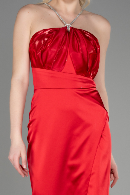 Abschlusskleid Lang Satin Rot ABU3525