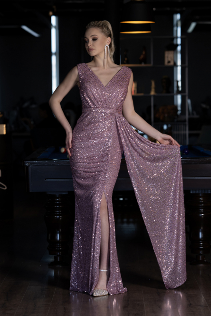 Abendkleid Lang Schuppig Puder ABU3201
