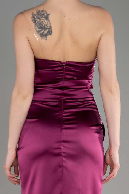 Abendkleid Lang Satin Pflaume ABU3825