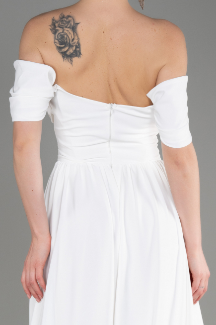 Abendkleid Lang Chiffon Weiß ABU3827