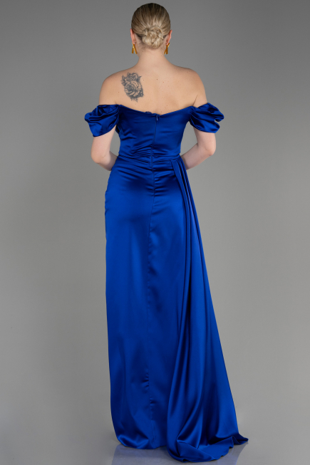 Sächsischblau Verlobungskleid Satin Lang ABU1606