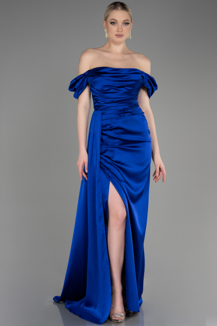 Sächsischblau Verlobungskleid Satin Lang ABU1606