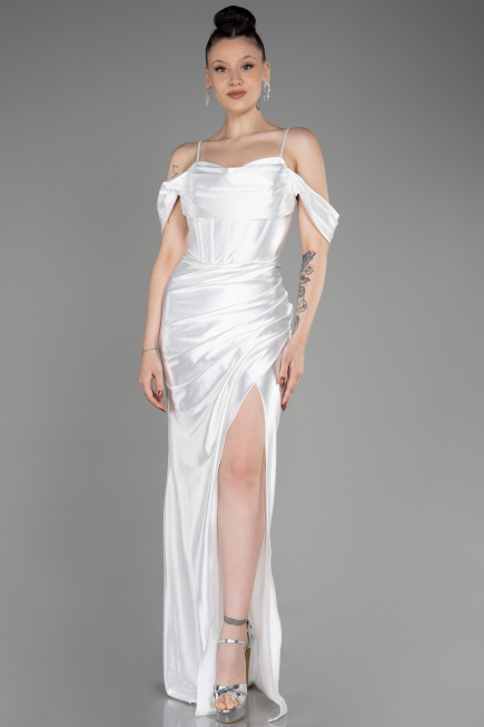 Abendkleid Lang Weiß ABU3840