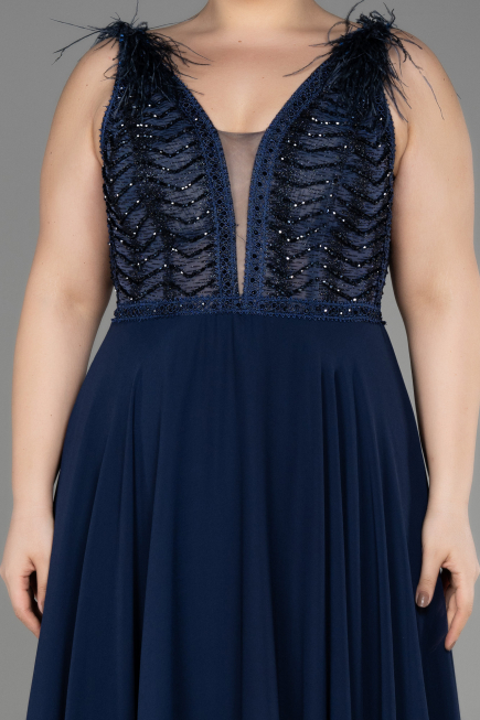 Abendkleid Lang Chiffon Marineblau ABU3856