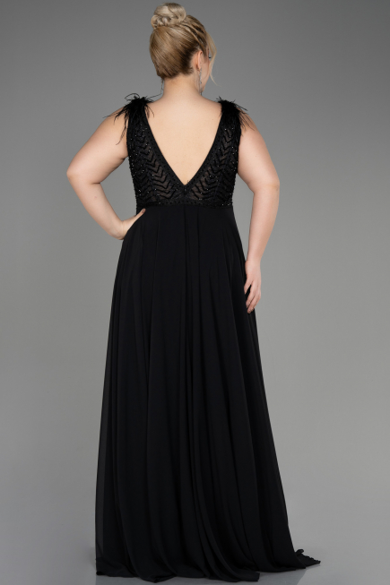 Abendkleid Lang Chiffon Schwarz ABU3856