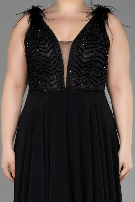 Abendkleid Lang Chiffon Schwarz ABU3856
