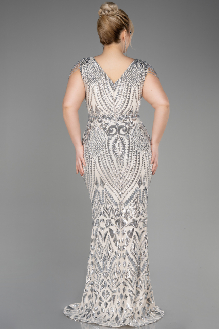 Verlobungskleid In Übergröße Lang Schuppig Nerzbraun ABU3845