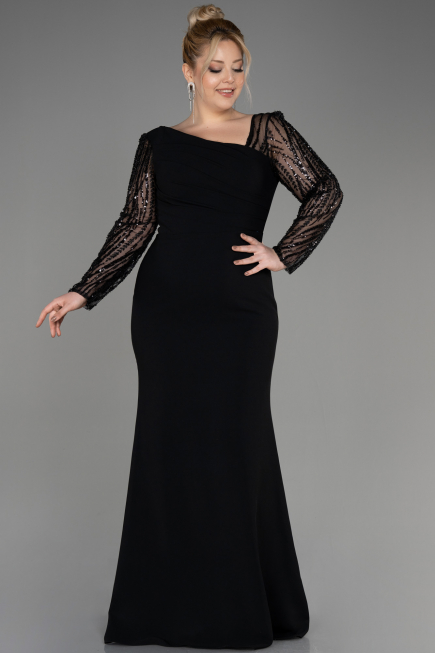 Brautkleid In Übergröße Lang Schwarz ABU3713