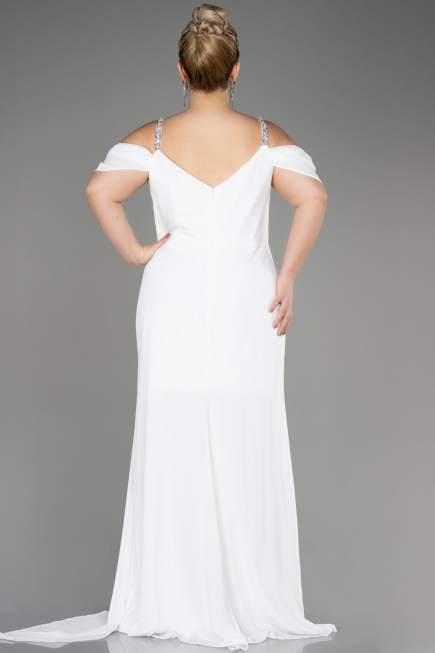 Weiß Abendkleid İn Übergröße Chiffon Lang ABU3742