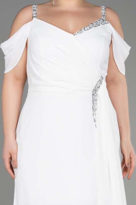 Weiß Abendkleid İn Übergröße Chiffon Lang ABU3742