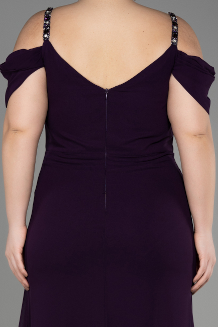 Abendkleid in Übergröße Lang Chiffon Violett dunkel ABU3742
