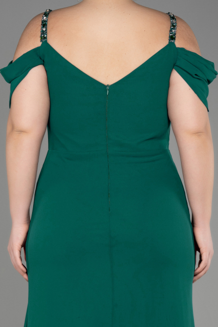 Abendkleid in Übergröße Lang Chiffon Smaragdgrün ABU3742