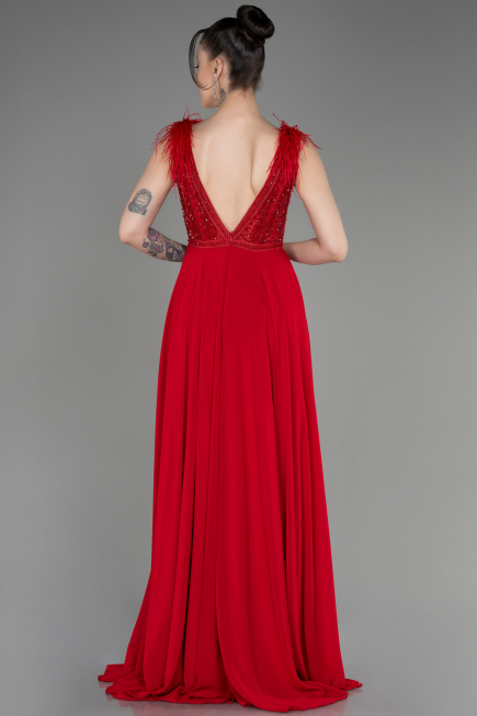 Abendkleid Lang Chiffon Rot ABU3856