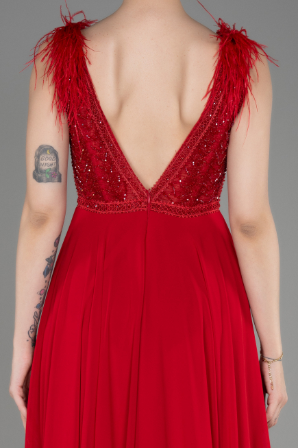Abendkleid Lang Chiffon Rot ABU3856
