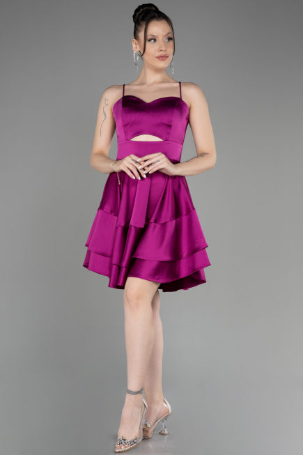 Partykleid Kurz Satin Schwarz ABK2042