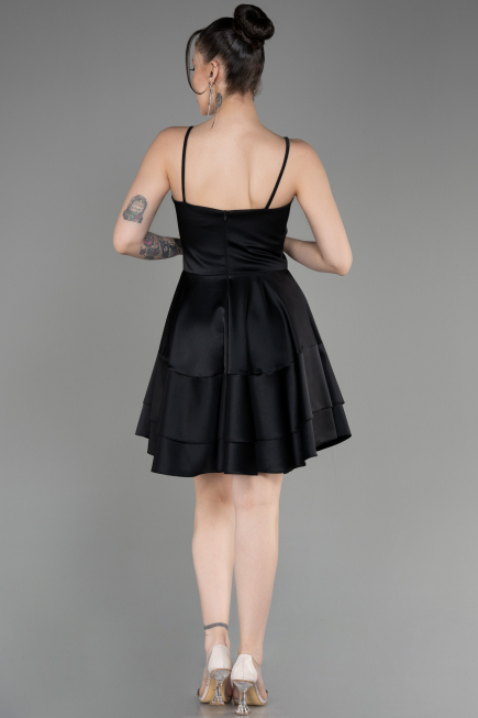Partykleid Kurz Satin Schwarz ABK2042