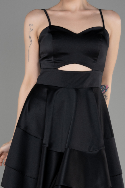 Partykleid Kurz Satin Schwarz ABK2042