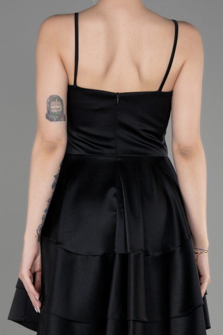 Partykleid Kurz Satin Schwarz ABK2042