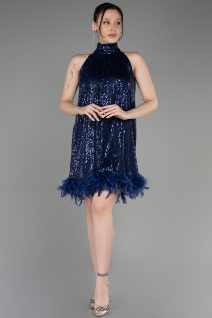 Abendkleid Kurz Marineblau ABK2049