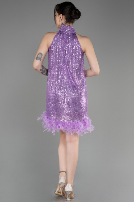 Abendkleid Kurz Lila ABK2049