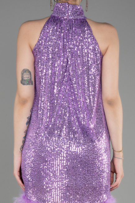 Abendkleid Kurz Lila ABK2049
