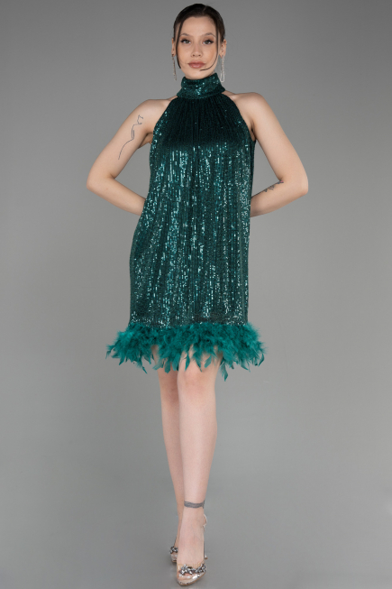 Abendkleid Kurz Smaragdgrün ABK2049